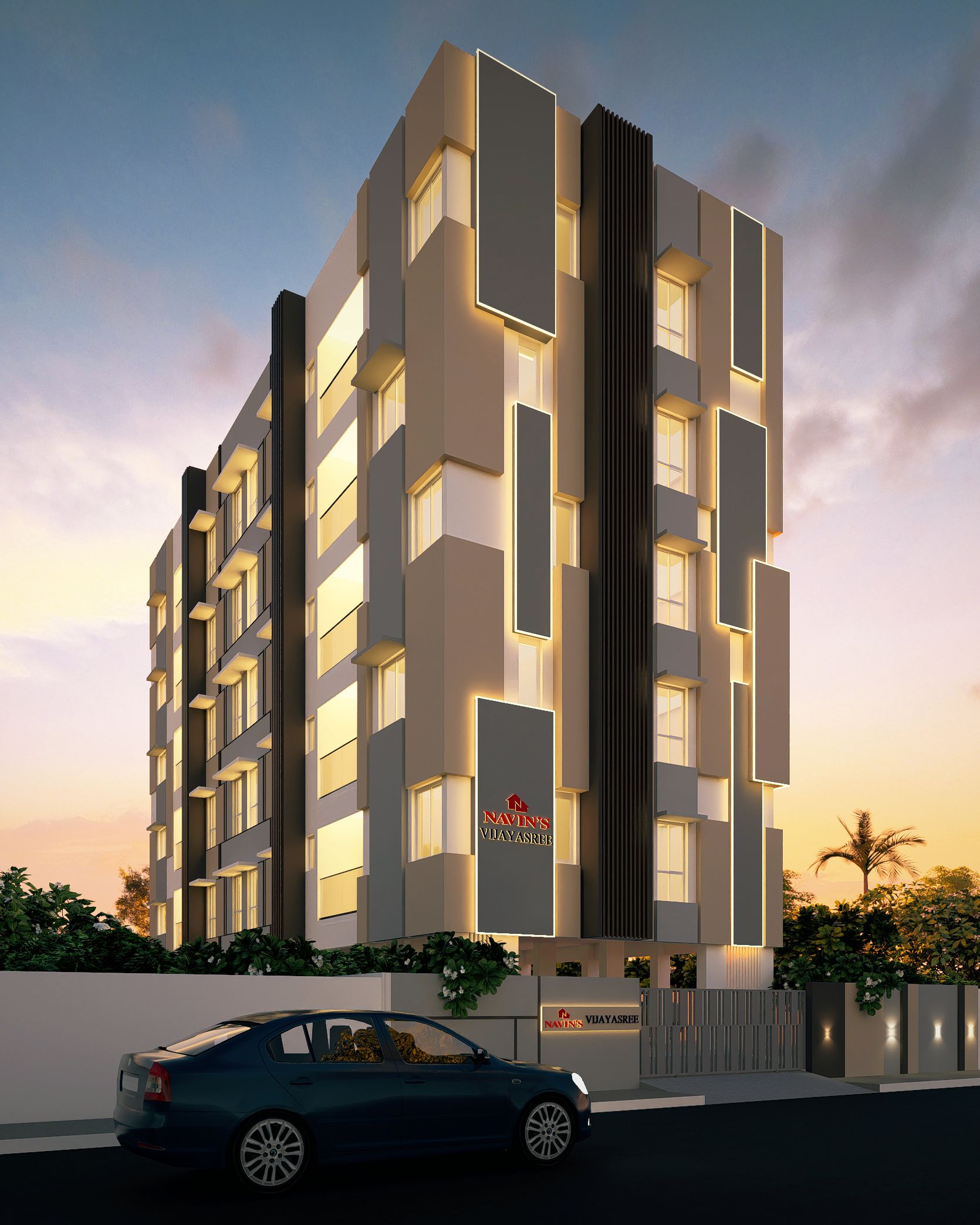Navin's Vijayasree premium 3 BHK flats in Anna Nagar Chennai night view