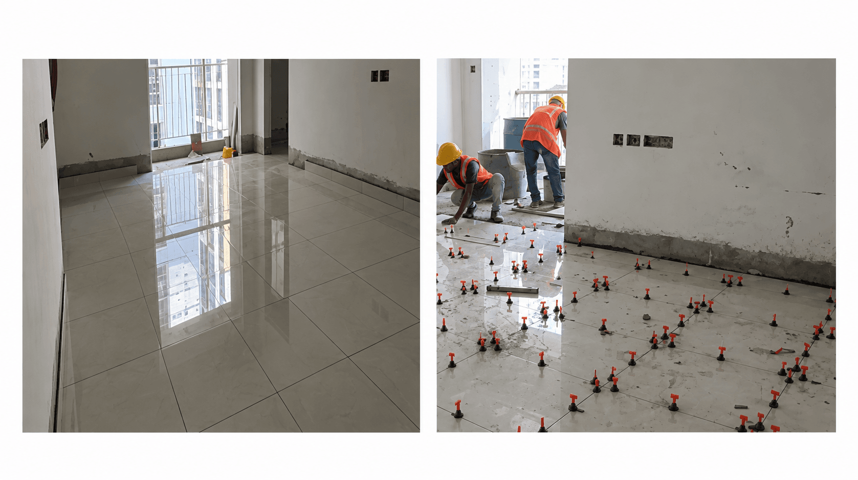 Tile laying work on 5th and 6th floors has commeneced